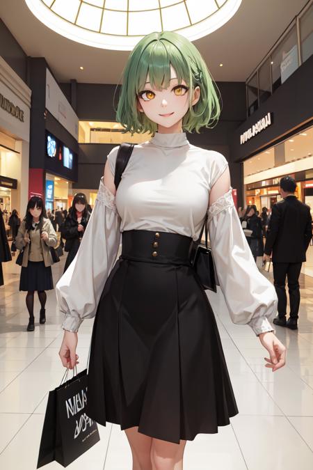 05884-86189510-masterpiece, best quality, absurdres, perfect anatomy, 1girl, solo, light green hair, yellow eyes, medium hair, high-waist skirt.png